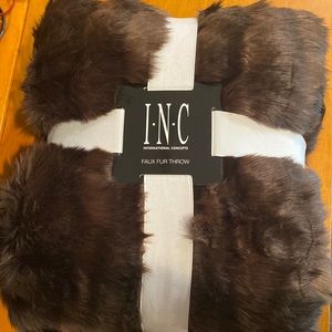 INC Faux Fur Throw Blanket